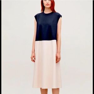 Navy and Cream Sleeveless COS Dress